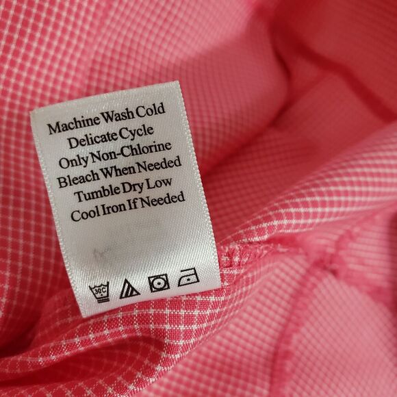 Coldwater Creek Womens Shirt Shacket Medium Pink Checked Buttons 3/4 Sleeve - Picture 10 of 10